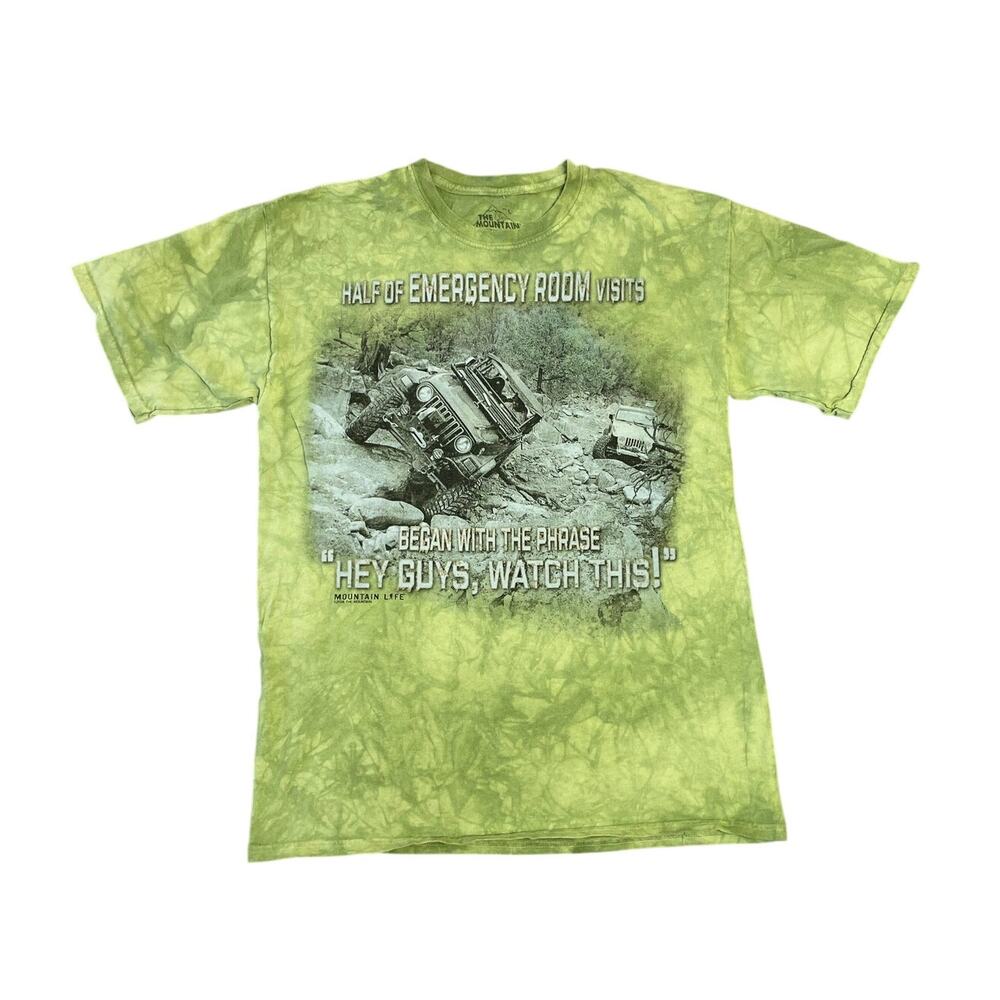 The Mountain Tie Dye Jeep Funny Quote Graphic Tee Shirt Unisex SZ Large Gorpcore